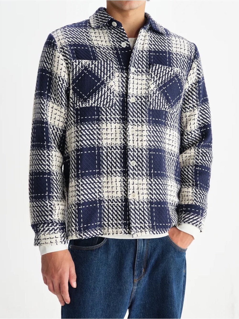 Wax London Whiting Overshirt - Marine Beatnik Men’s size Large
